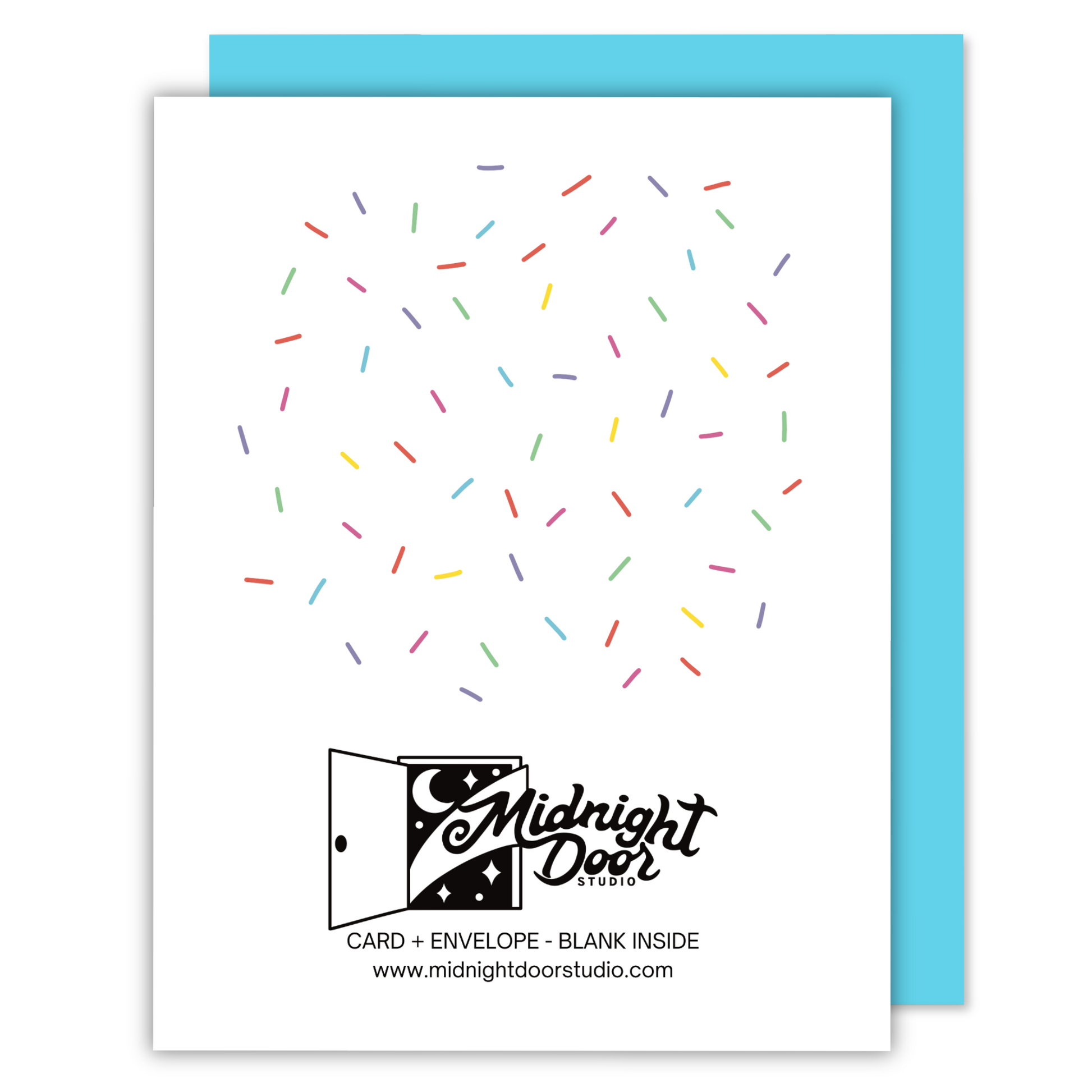 Back of You make me melt icecream greeting card covered with rainbow sprinkles