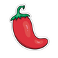 Sticker featuring a vibrant red chili pepper with a green stem, perfect for adding a spicy touch to your laptop, water bottle, or notebook.