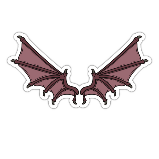 Fantasy vinyl sticker featuring purple bookish wings design, perfect for decorating laptops, journals, or water bottles for book lovers and fantasy fans.