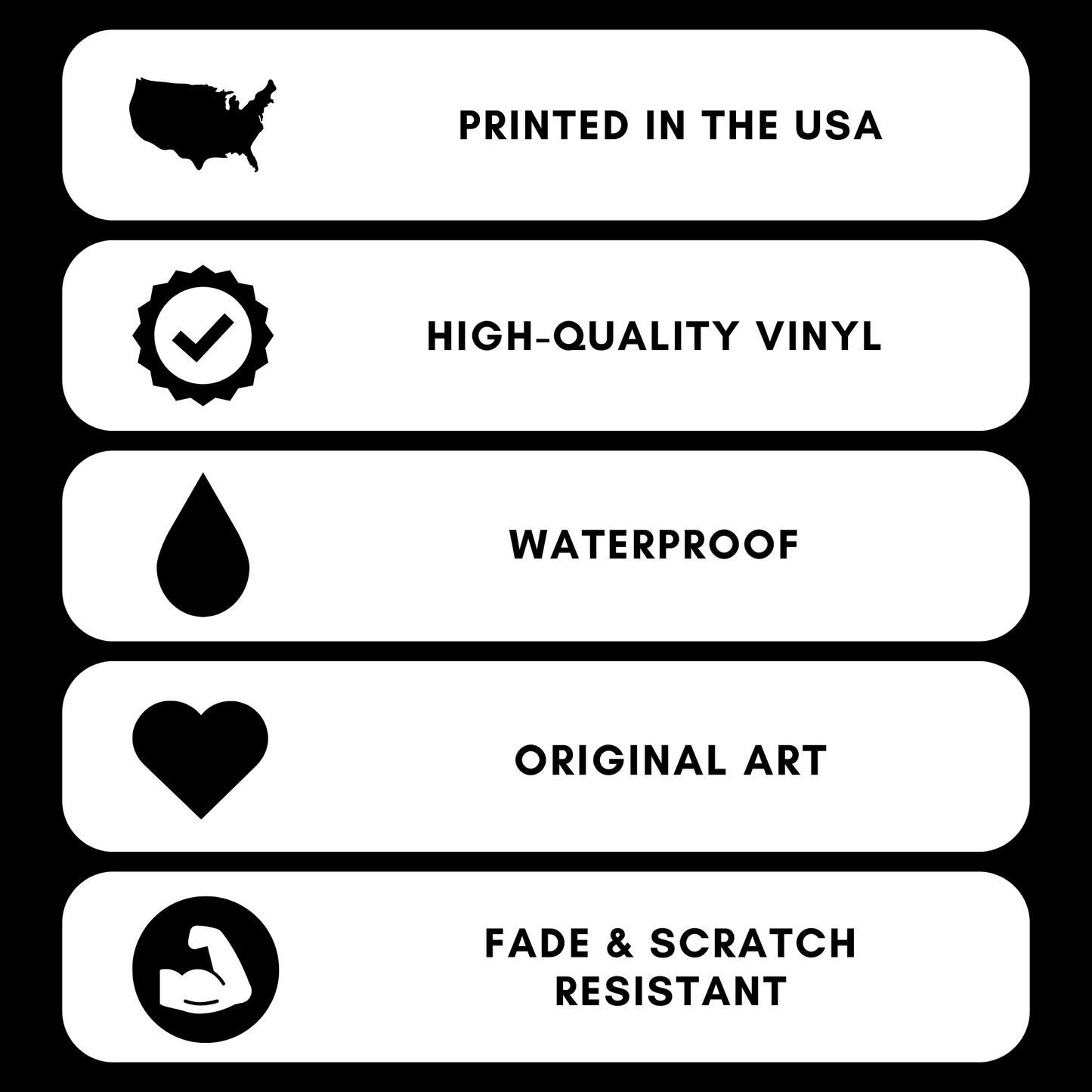 Vinyl Sticker Features Graphic - Printed in the USA, High-quality vinyl, waterproof, original art, fade and scratch resistant